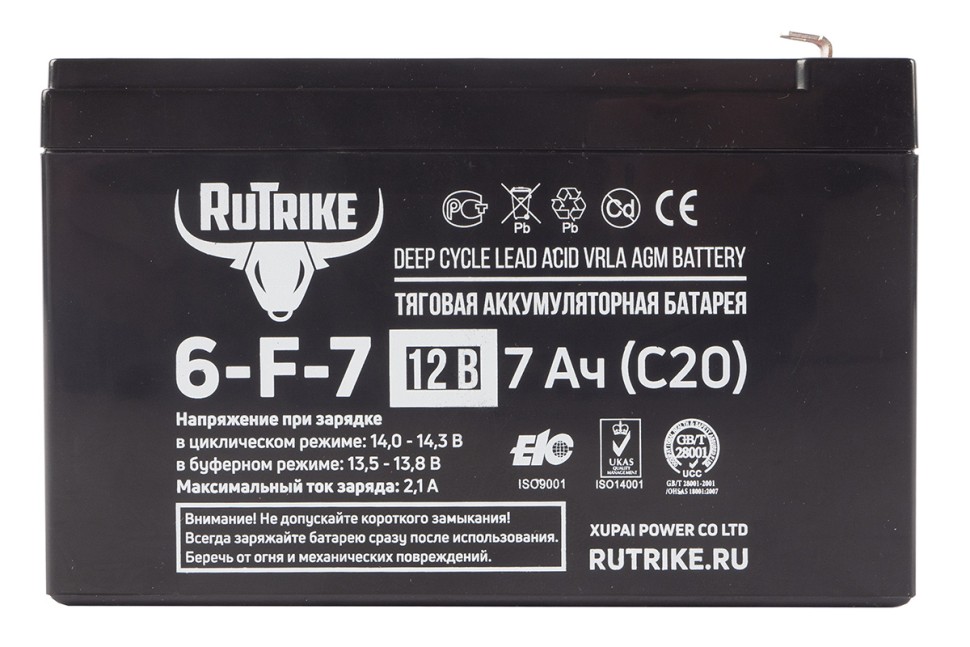 Тяговый аккумулятор RuTrike 6-F-7 (12V7A/H C20)