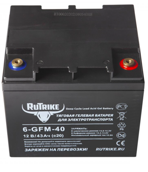 Тяговый аккумулятор RuTrike 6-GFM-40 (12V43A/H C20)